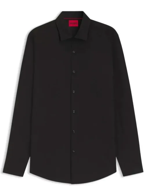 Slim-fit Shirt In Jacquard With Breathable Linen