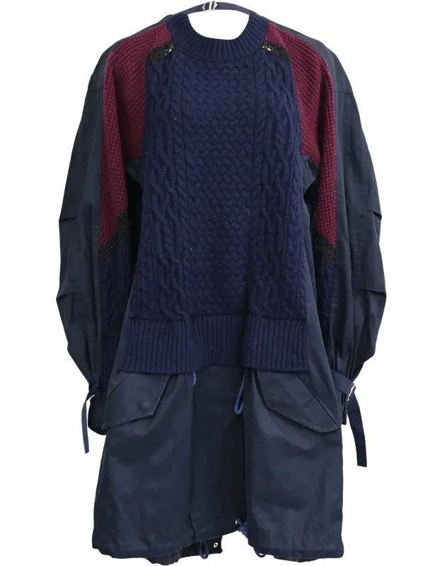 Cable-knit Layered Effect Mini Dress