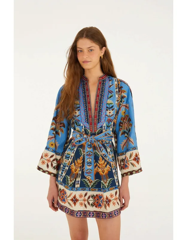 Embroidered Tapestry Mini Dress
