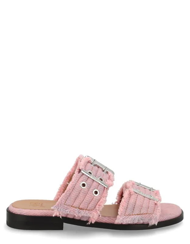 Denim Sandals With Bangs