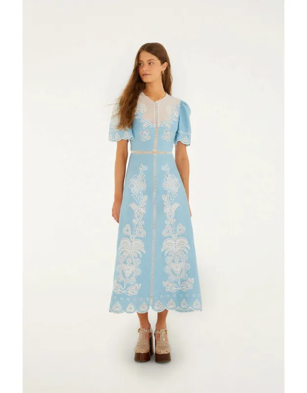 Embroidered Euroflax Premium Linene Midi Dress