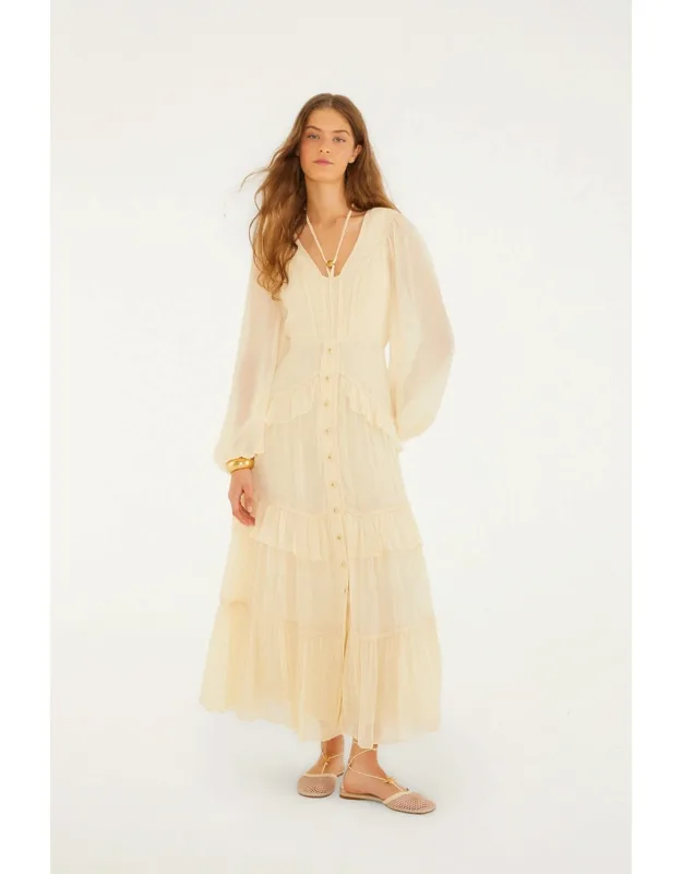 Ruffled Buttoned Maxi Dress