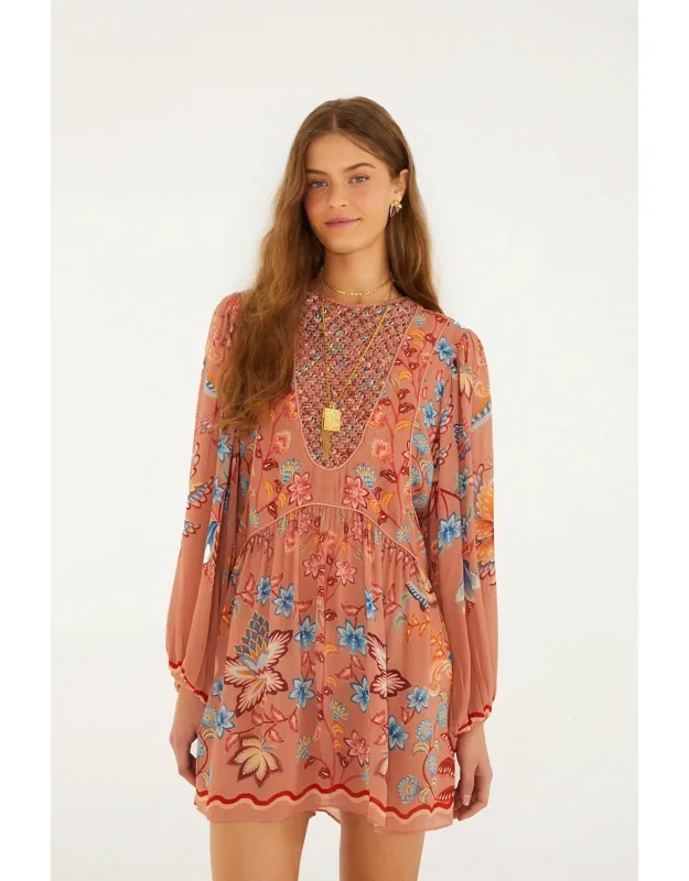 Boho Lace Long Sleeve Mini Dress
