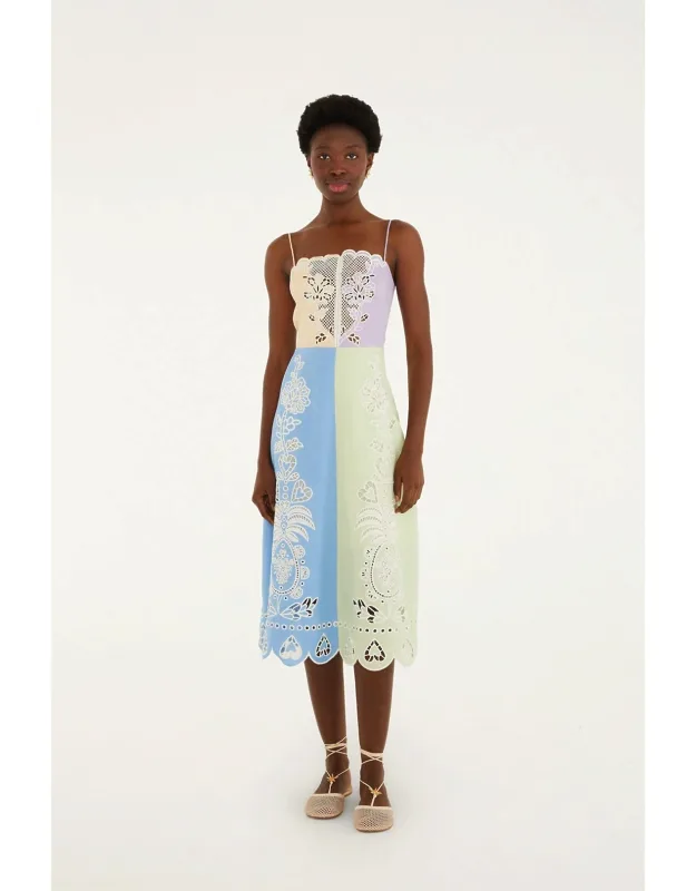 Embroidered Euroflax Premium Linen Midi Dress