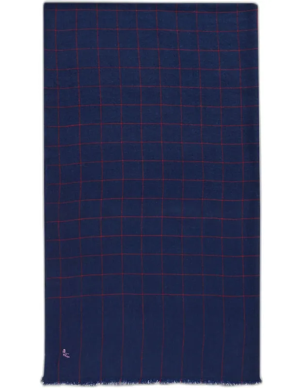 Hairline Windowpane Check Cashmere Scarf