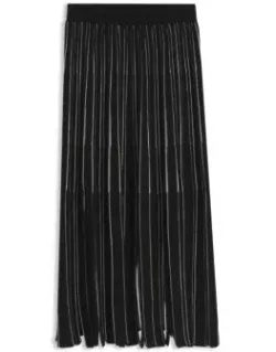 Knitted Skirt With Two-tone Fringes
