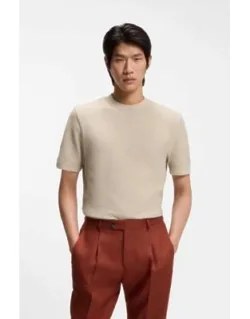 Basket-weave T-shirt In Mercerised Cotton