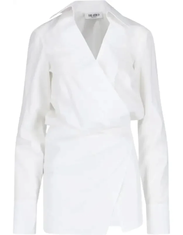 Draped Mini Shirt Dress