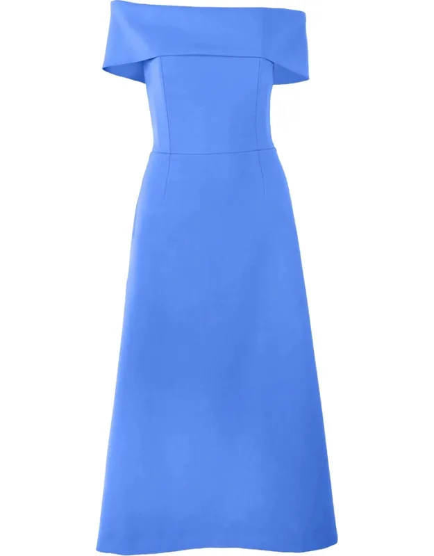 Off-shoulder A-line Midi Dress