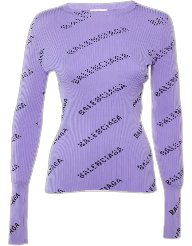 All Over Logo Rib Knit Long Sleeve Jumper