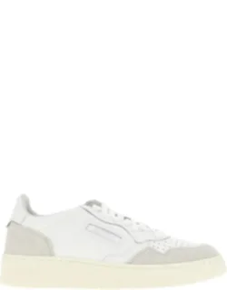 Autry Suede And Leather Medalist Low Sneakers With Glitter Details And Perforated Toe