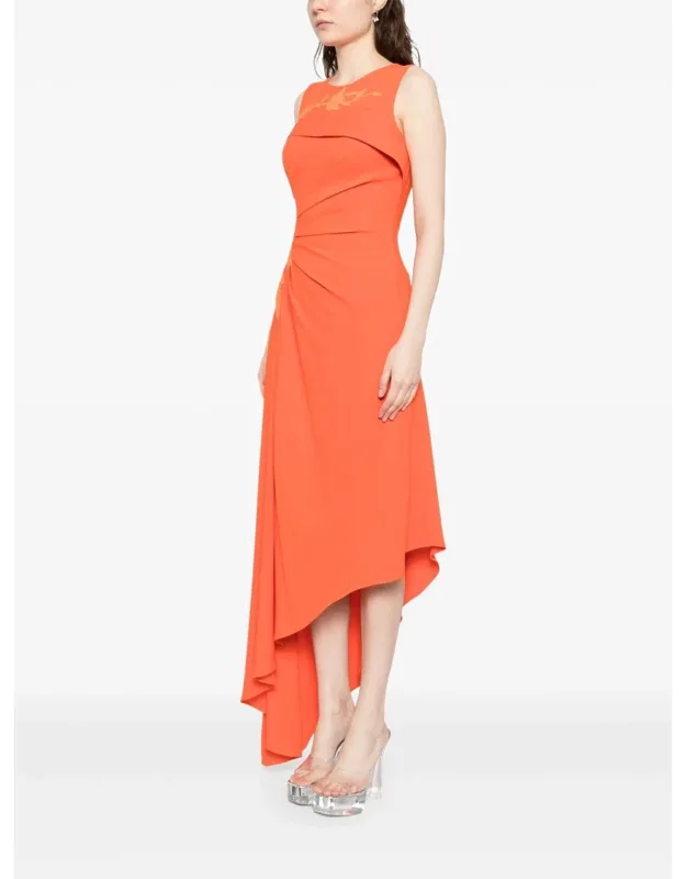 Crepe High-low Dress With Matching Embroidery