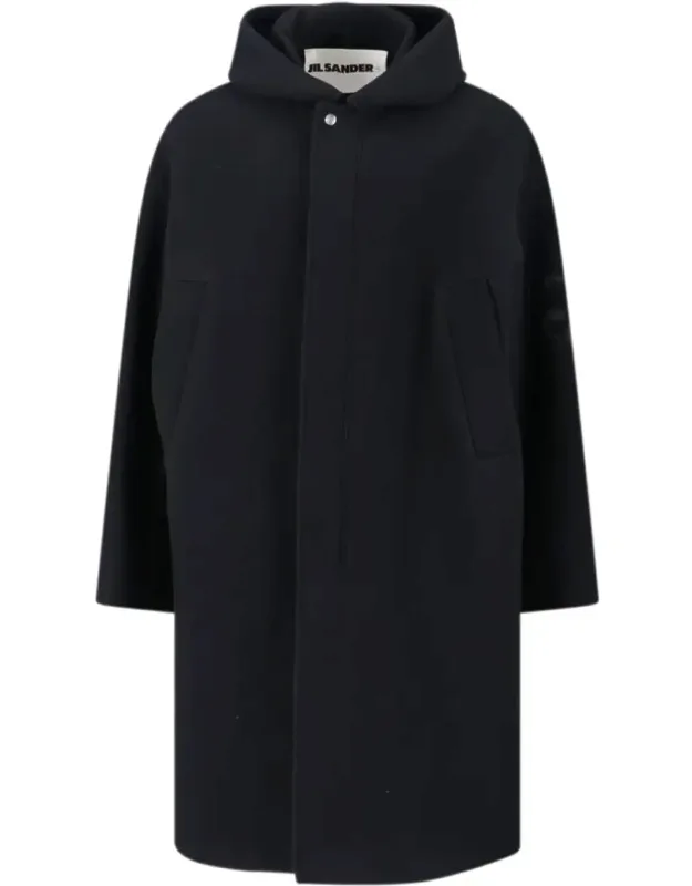 Virgin Wool Coat With Logo Detail