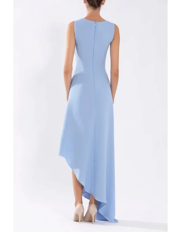 Crepe High-low Dress With Matching Embroidery