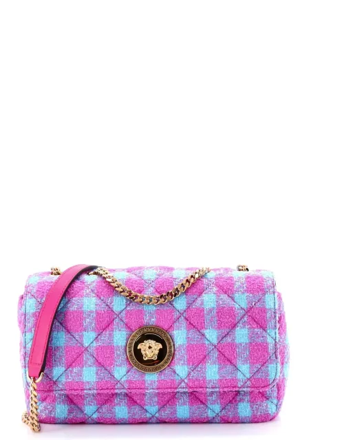 Medusa Icon Chain Flap Bag Quilted Tweed East West