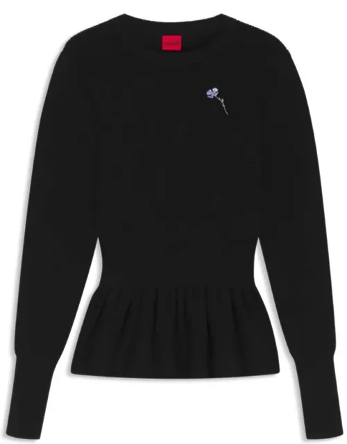 Cotton Sweater With Detachable Floral Brooch