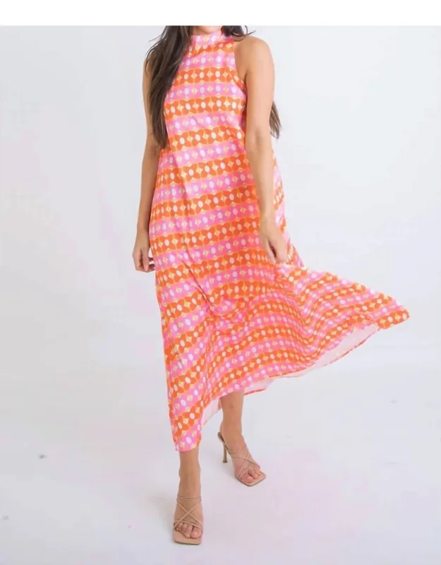 Floral Mock Halter Maxi Dress