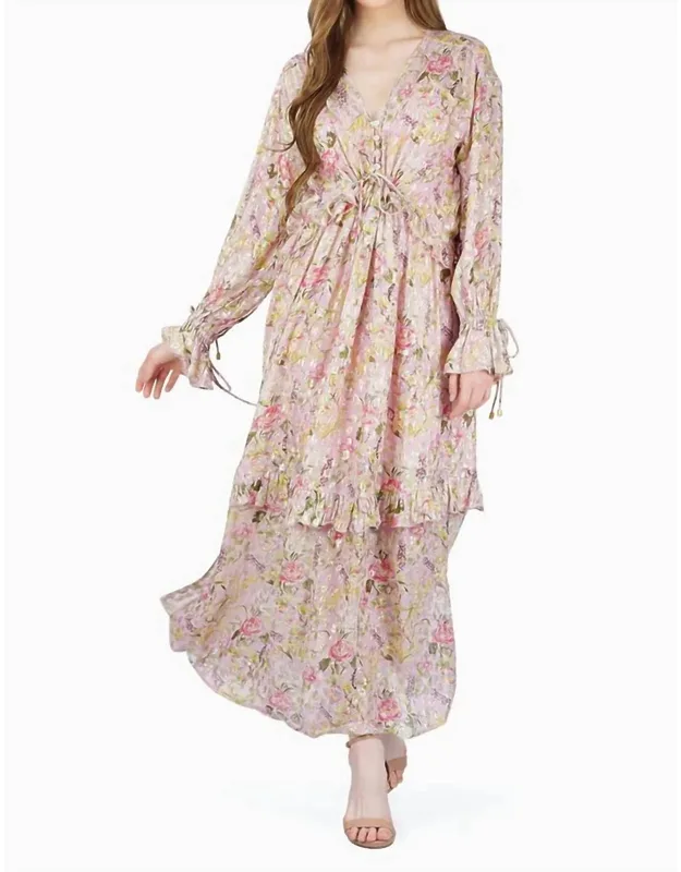 Floral Lurex Maxi Dress