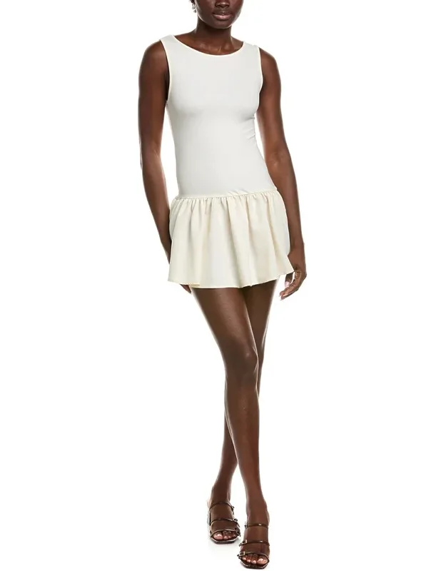 Mini Dress - Round Neck, Ribbed Trim