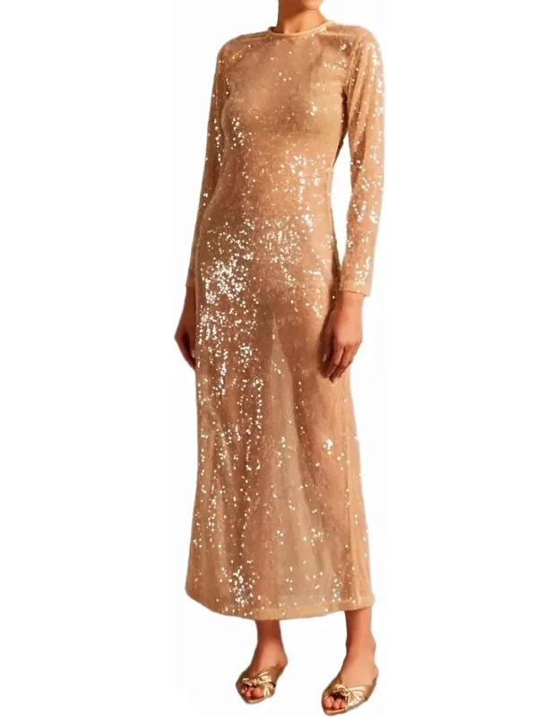 Sequins Open Back Maxi Dress