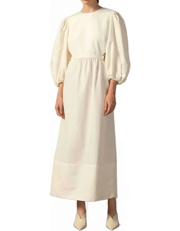 Geometric Puff Sleeved Maxi Dress