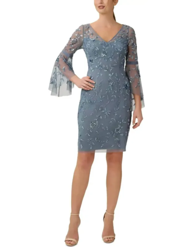 V-neck Illusion Beaded Dress