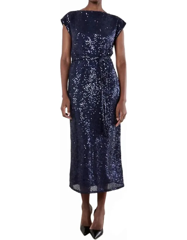 Chevron Sequin Maxi Dress