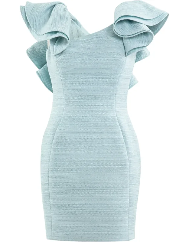 Sculptural Mini Dress With Ruffled Sleeves