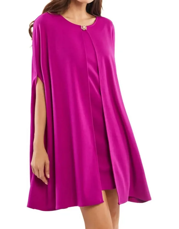Fluid Cape Overlay Dress