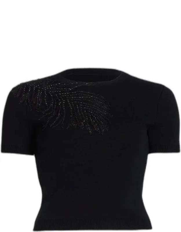 Embroidered Feather Sweater
