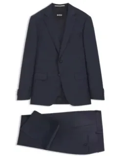 Three-piece Slim-fit Suit In Virgin-wool Serge