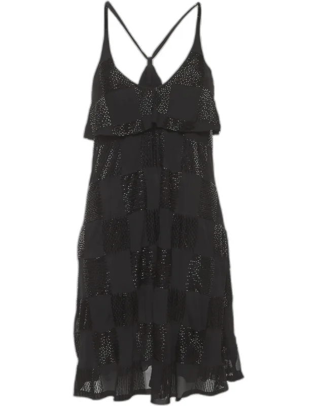 Sequin Crepe Flared Mini Dress