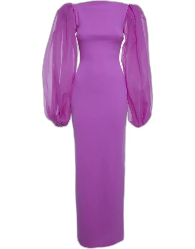 Crepe & Organza Maxi Dress