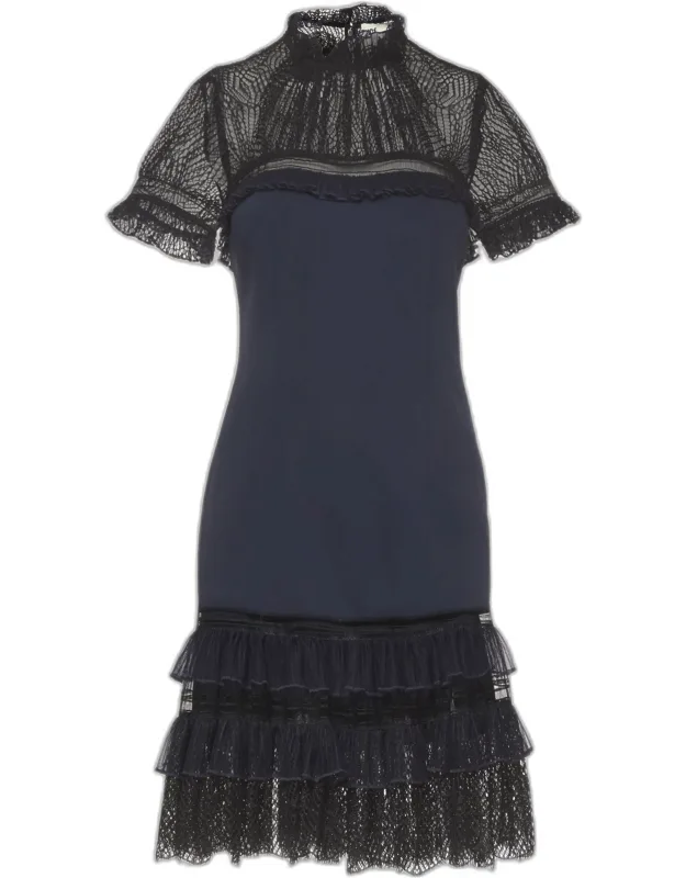 Tulle And Crepe Mini Dress