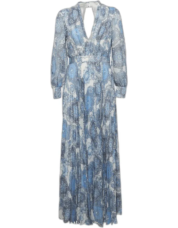 Floral Print Georgette Cut Out Maxi Dress