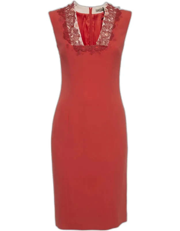 Lace Insert Crepe Mini Dress