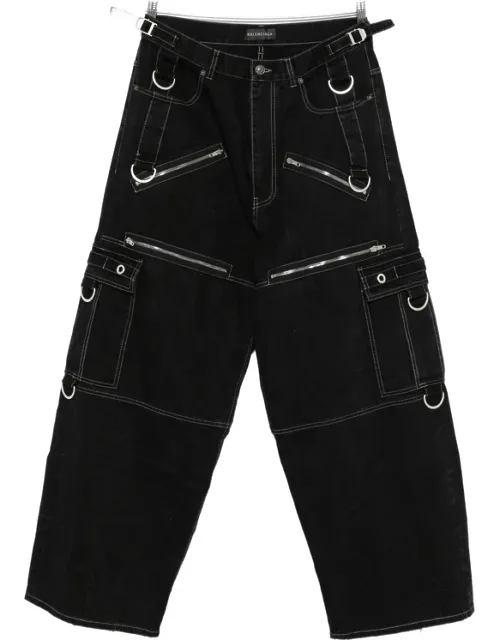 Contrast-stitching Straight Jeans