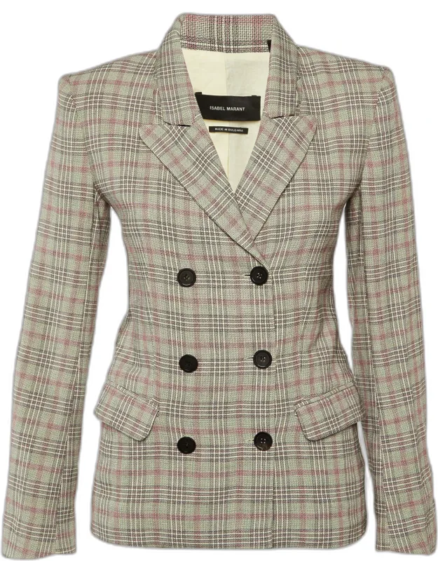 Checked Cotton Double Breasted Blazer