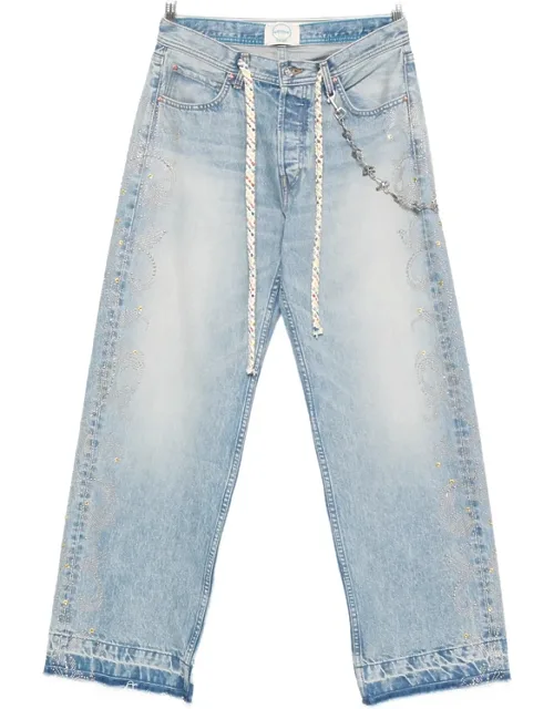Embellished-detail Frayed Jeans