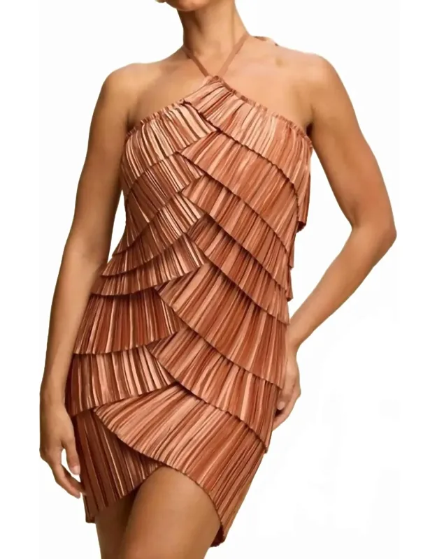 Pleated Layered Mini Dress