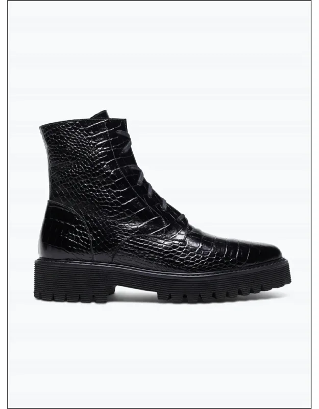 Emi Embossed Croc Boots