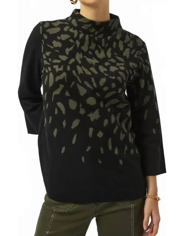 Embellished Animal Print Sweater Top