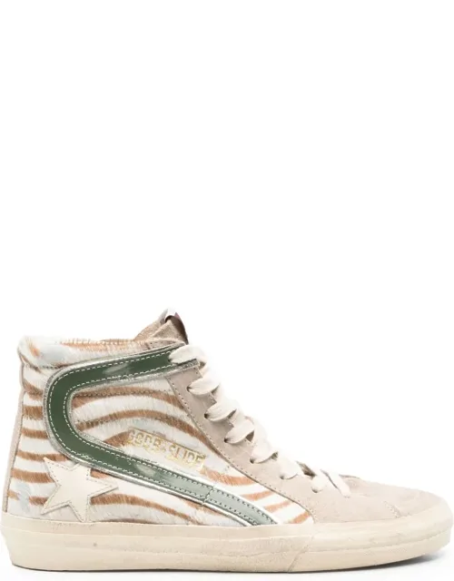 High-top Sneakers With Zebra Stripe Pattern