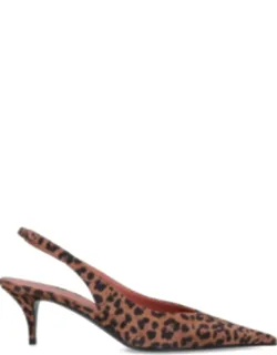 Slingback Pumps With Animal Print And Low Kitten Heel