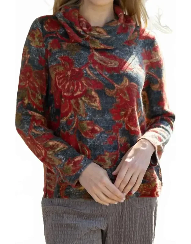 Paisley Cowl Knit Top