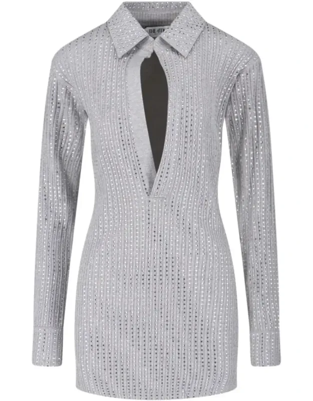 Fitted Mini Dress With Reflective Embellishments
