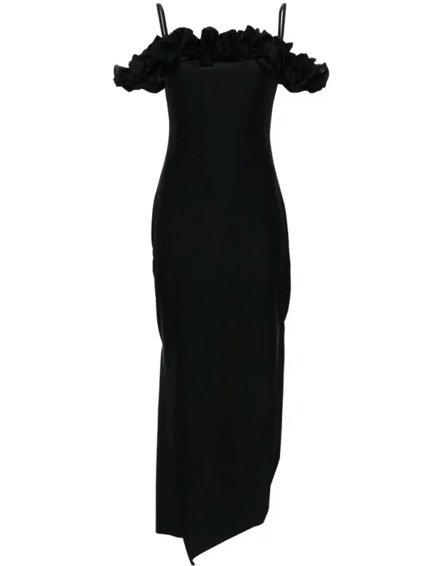 Ruffled Trim Midi Dress