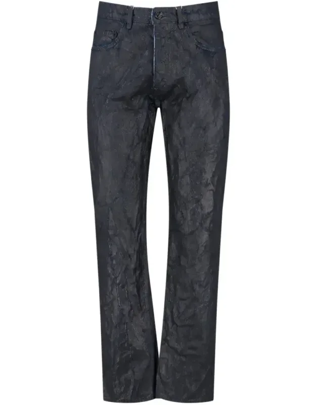 Textured Denim Jeans With Classic Five-pocket Design