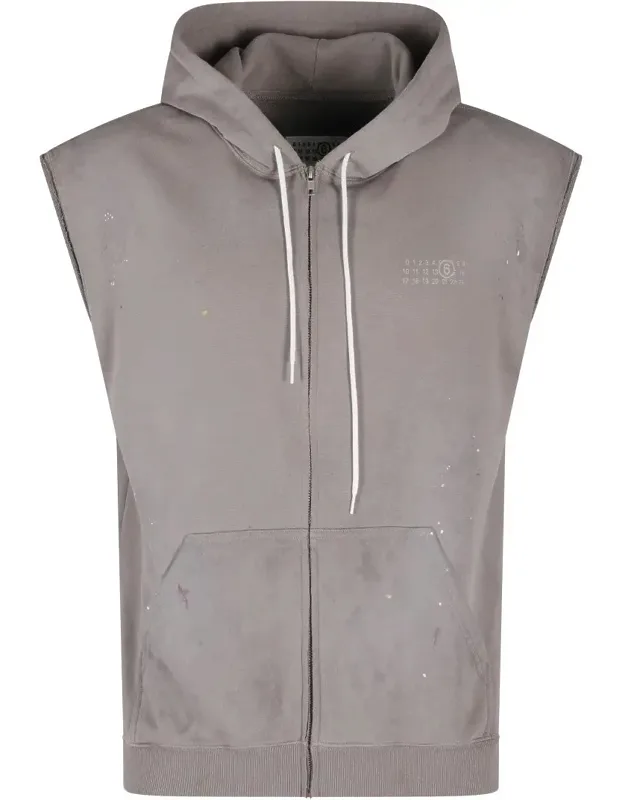 Sleeveless Vintage Effect Sweat Jacket