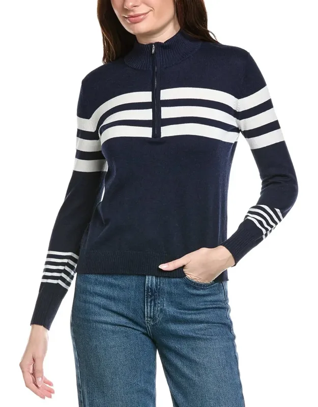 Stripe 1/2-zip Cashmere-blend Pullover